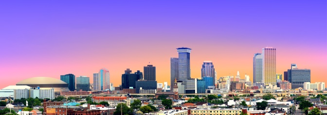 Colorful Panorama of New Orleans Skyline